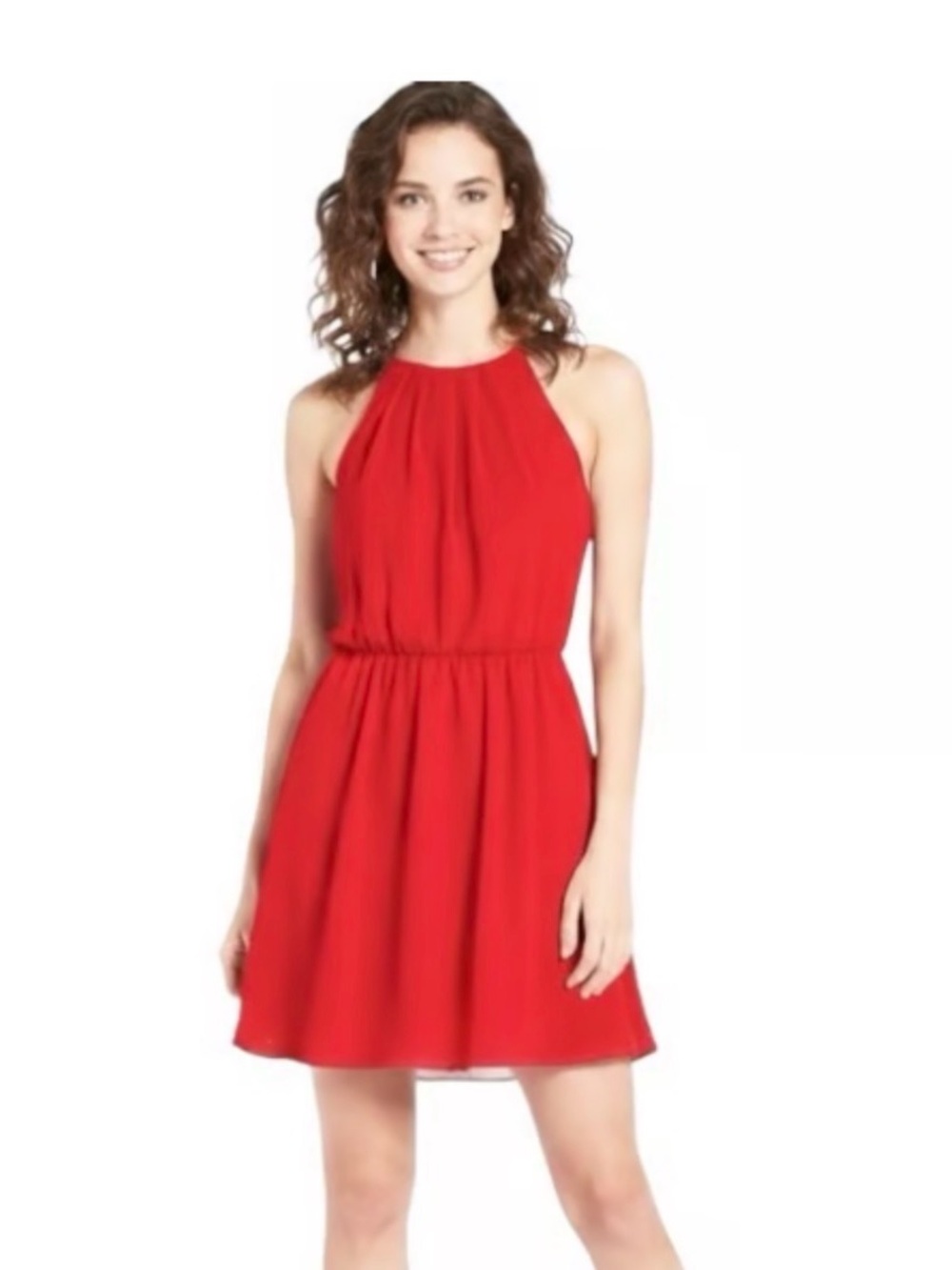 Zara Red Halter Neck Mini Dress